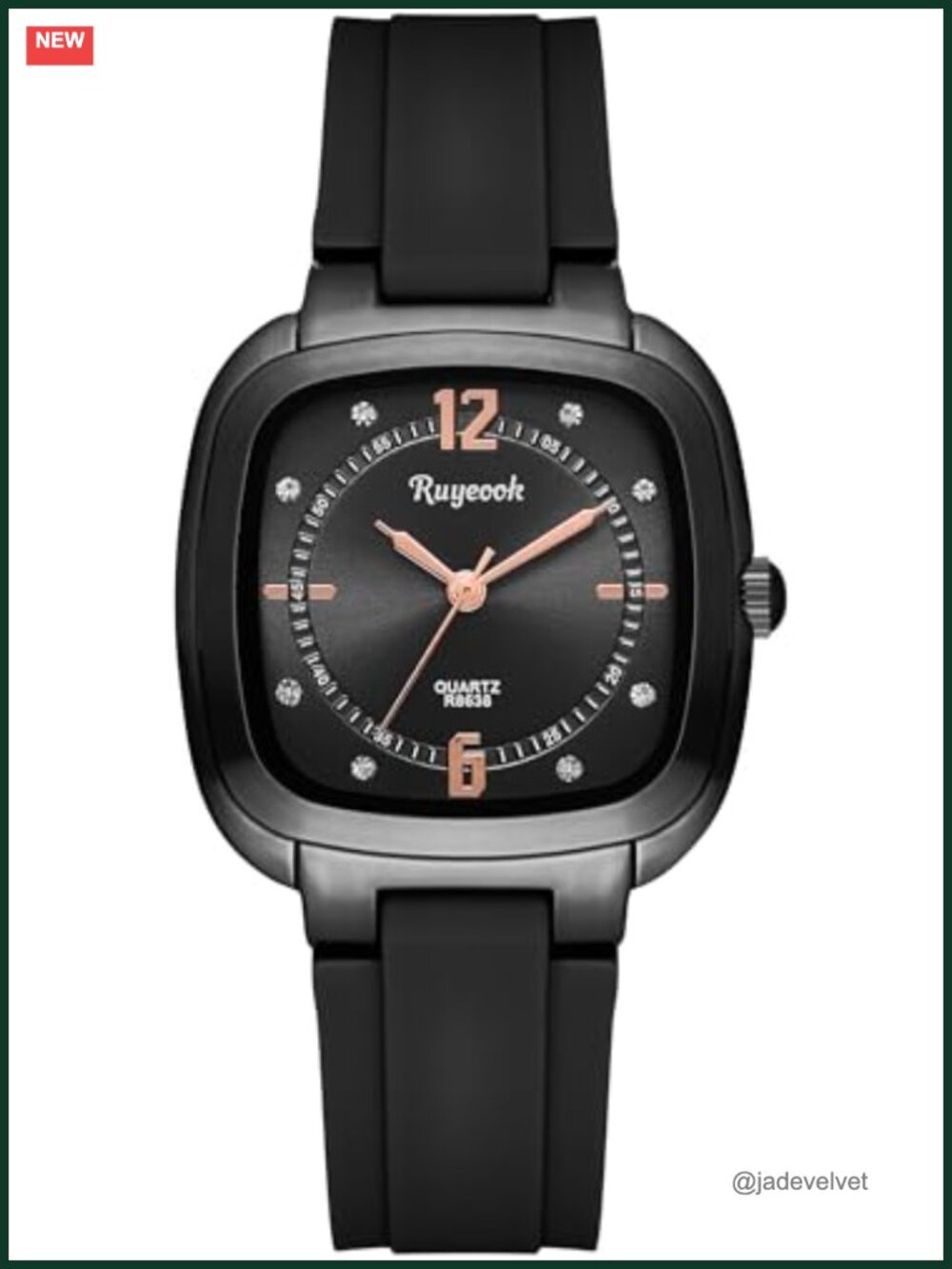 Square Quartz Watch Silicone Band Waterproof Casual Dress Wristwatch